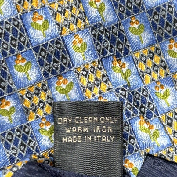 Ermenegildo Zegna Neck Tie Men's Blue Orange 100% Silk Floral Italy 57.5" x 4" - Picture 7 of 8